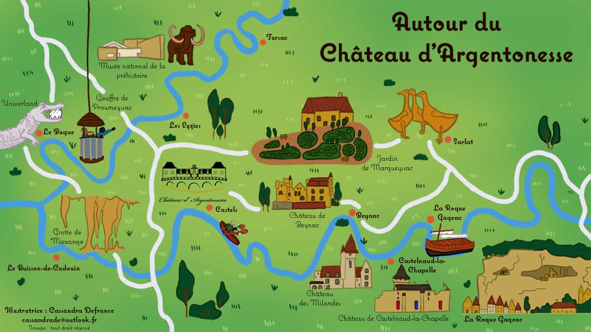 Carte de la Dordogne pour visitez le Périgord et ses châteaux